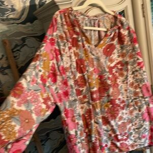 Entro USA vintage floral Boho Ruffled Boho Top Blouse 1X